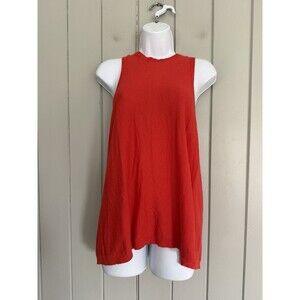 Theory Tank Top Sweater S Small Betia Velo Lux Orange Red Twist Sleeveless